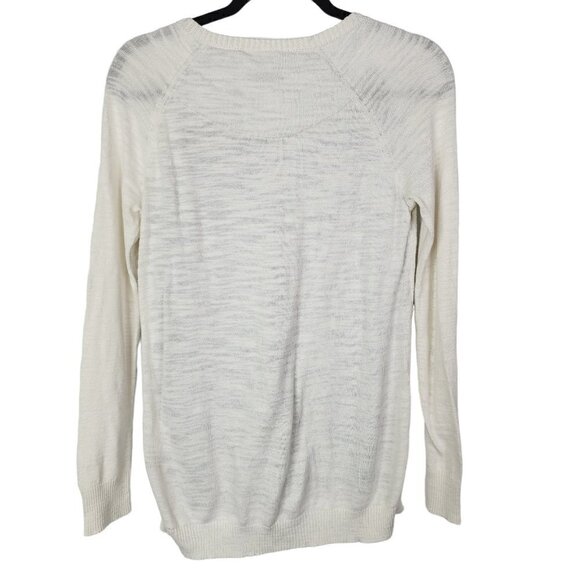 Anthropologie Moth V Neck Plaid Shirt Hem Sweater Layered Linen Blend Small? - Picture 3 of 12